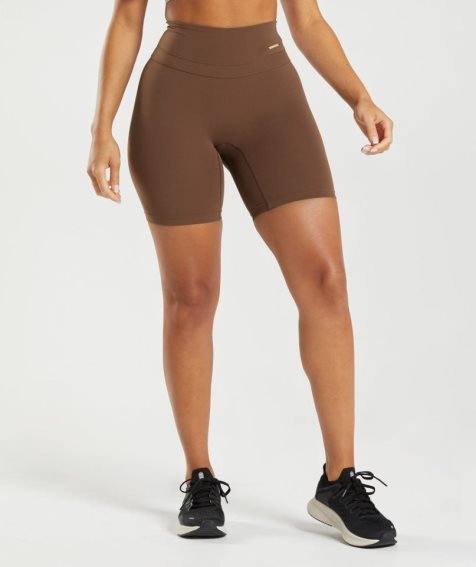 Women's Gymshark Whitney Cycling Shorts Dark Brown | CA 57A301